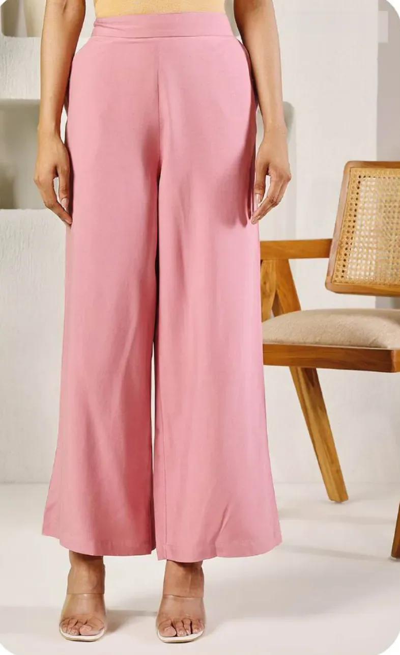 Baby Pink Rayon Palazzo Pants