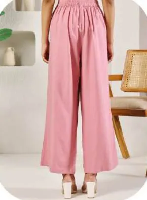 Baby Pink Rayon Palazzo Pants