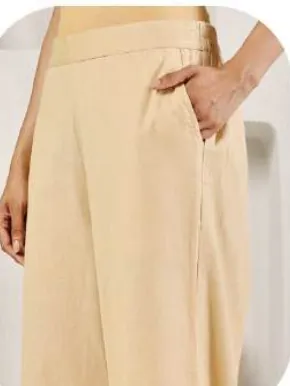 Beige Cotton Palazzo Pants