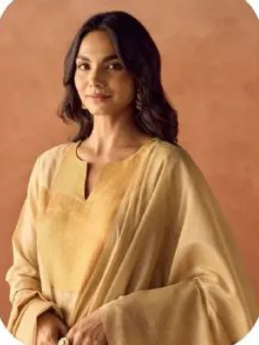 Beige Gold Cotton Blend Jacquard Kurta Palazzo Set with Dupatta