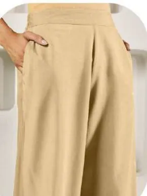 Beige Rayon Palazzo Pants