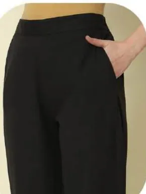 Black Cotton Narrow Pants