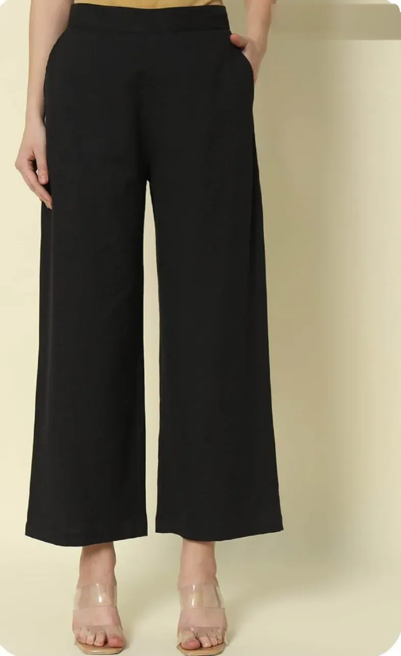 Black Cotton Palazzo Pants