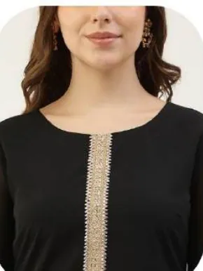 Black Crepe Kurta Set with Dupatta