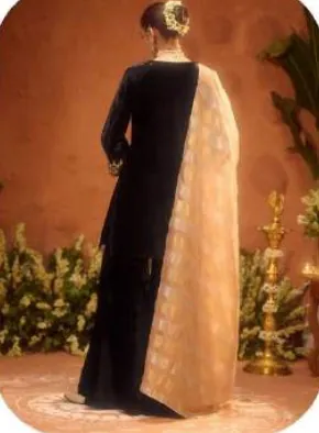 Black Ice Velvet Kurta Palazzo Set with Dupatta