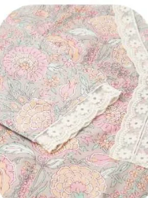 Blush Pink Print Cotton Kurti Pant Set