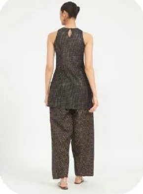 Charcoal Halter Cotton Kurti & Farsi Salwar Set