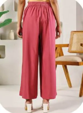 Coral Pink Rayon Palazzo Pants