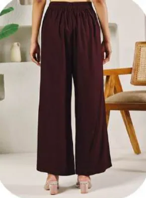 Dark Brown Rayon Palazzo Pants