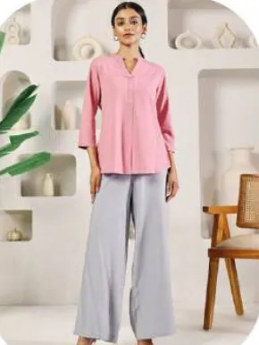 Light Grey Rayon Palazzo Pants