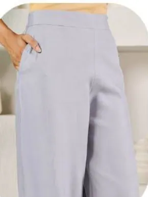 Light Grey Rayon Palazzo Pants