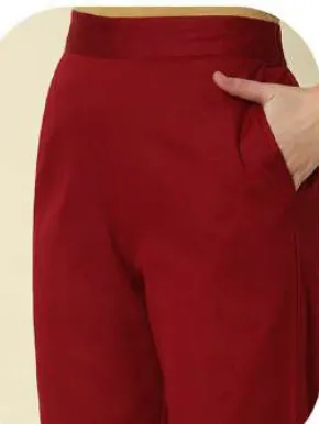 Maroon Cotton Narrow Pants