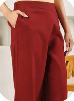 Maroon Cotton Palazzo Pants