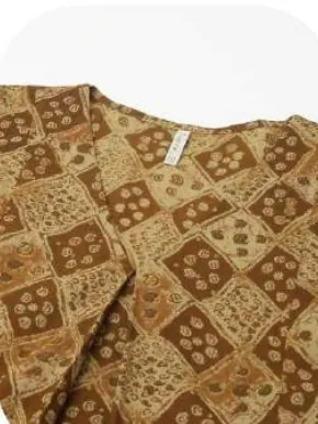 Mustard Olive Print Sleeveless Cotton Kurti Pant Set