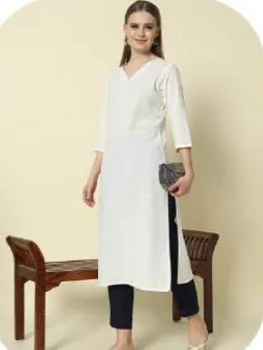 Navy Blue Cotton Narrow Pants