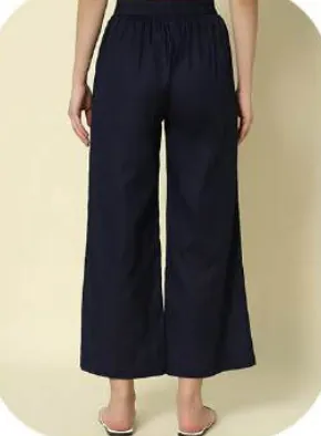 Navy Blue Cotton Palazzo Pants
