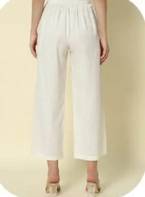Off-White Cotton Palazzo Pants