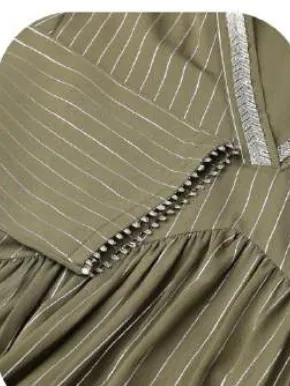 Olive A-Line Poly Crepe Kurti Pant Set