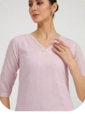 Pastel Pink Linen Kurta Set with Dupatta