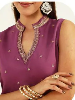 Plum Magenta Sleeveless Viscose Chanderi Kurta Set with Dupatta