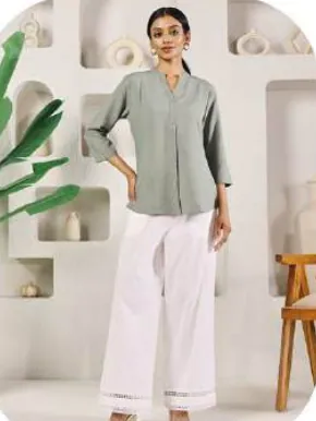 White Cotton Palazzo Pants