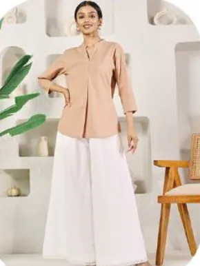 White Flared Cotton Palazzo Pants