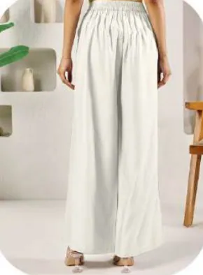 White Rayon Palazzo Pants